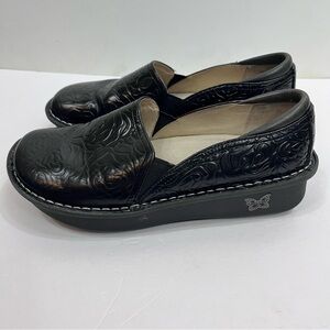 Alegria Deb Leather embossed shoes with silver stitching